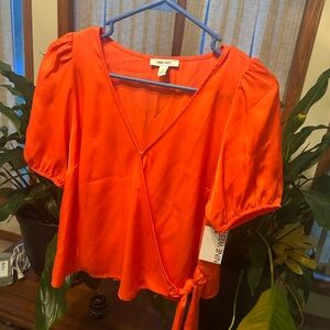 Nine West Women's Orange Wrap Top